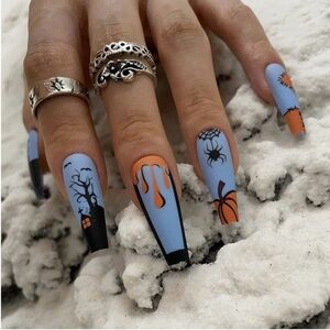 Halloween Themed Nail Art with Rings